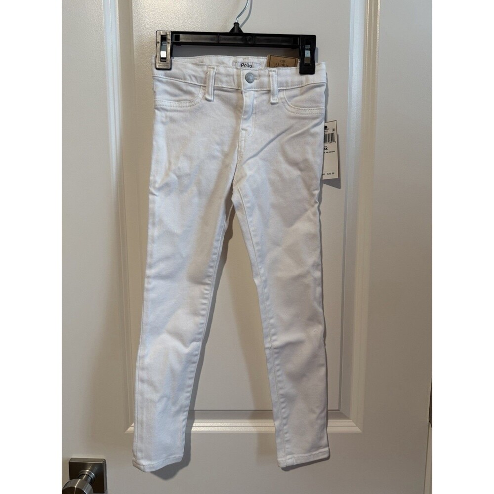 Polo Ralph Lauren Girls Aubrie Legging Jeans White Size 6X Skinny NWT